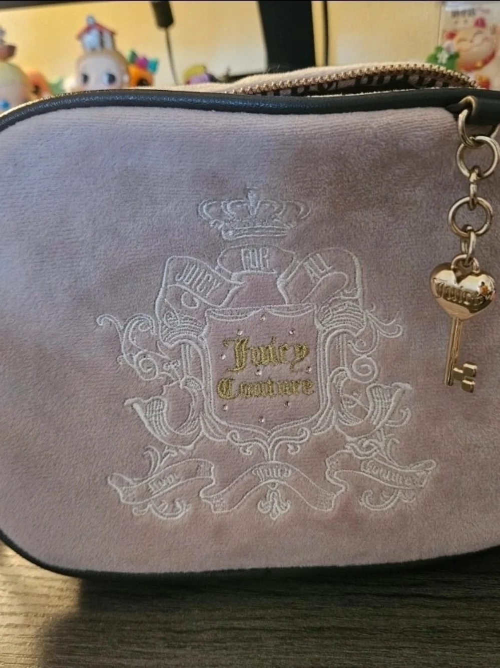 Juicy Couture Light Pink Cosmetic Case with Gold Key Charm